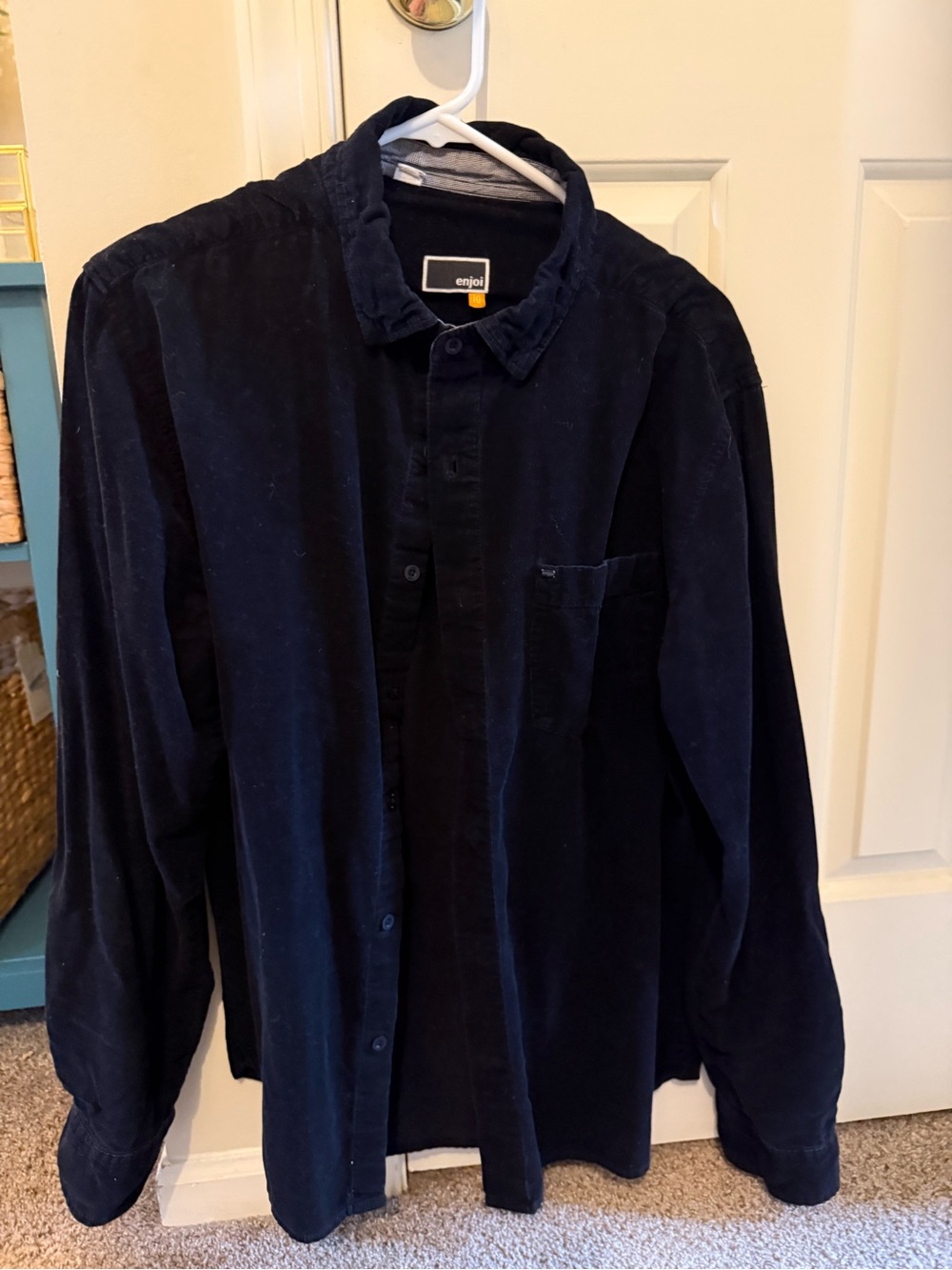 Men’s Black Corduroy Button-Up Shirt Jacket